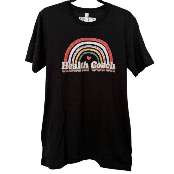 NWT Black Health Coach Rainbow Short Sleeve Pullover T-Shirt - Medium - Picture 1 of 3